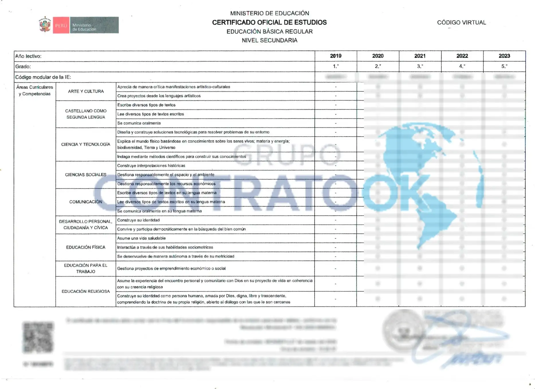 Legalización y Apostilla de Certificado de Estudio en Perú	Primaria y Seccundaria